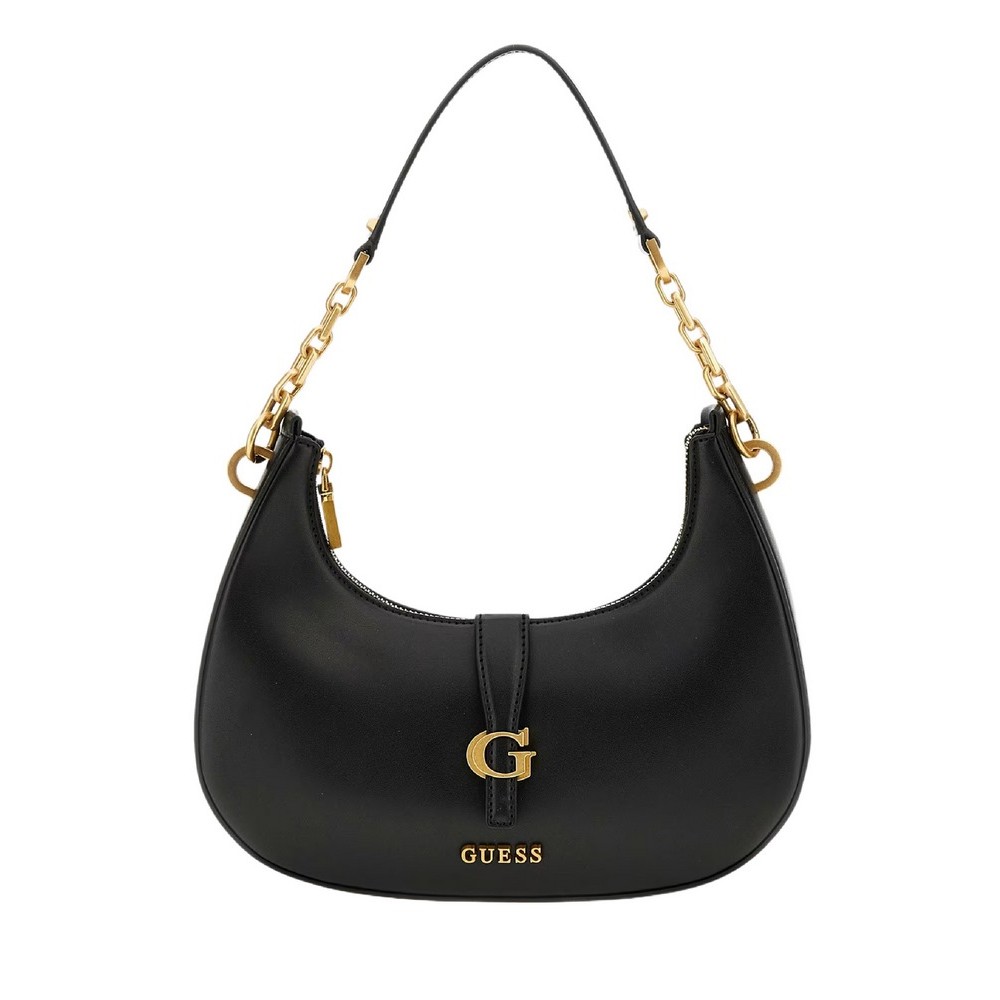 GUESS KUBA TOP ZIP SHOULDER BAG ΤΣΑΝΤΑ ΓΥΝΑΙΚΕΙΑ BLACK