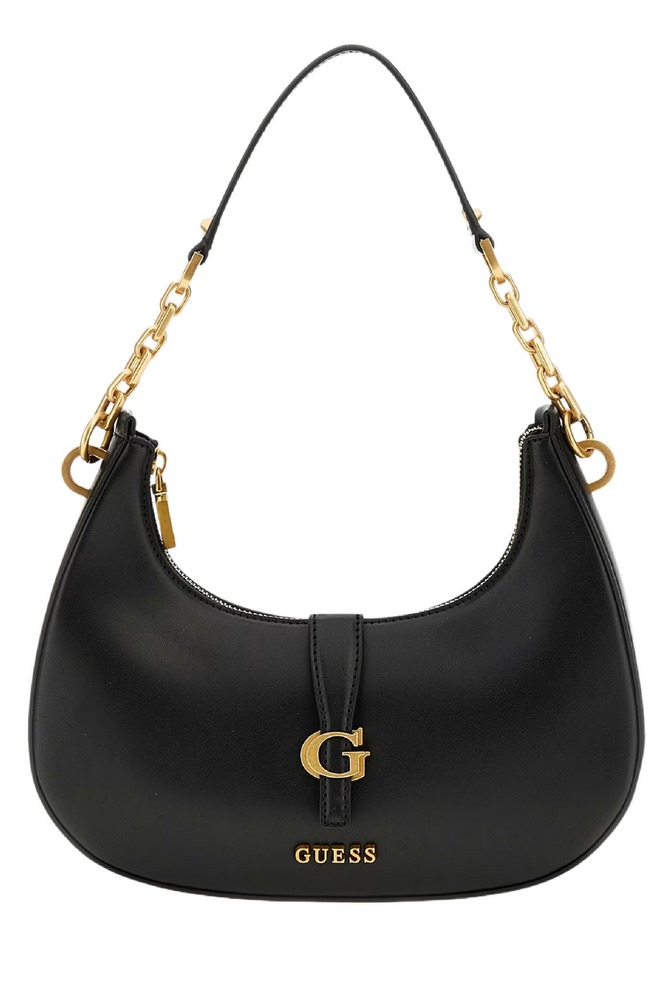 GUESS KUBA TOP ZIP SHOULDER BAG ΤΣΑΝΤΑ ΓΥΝΑΙΚΕΙΑ BLACK