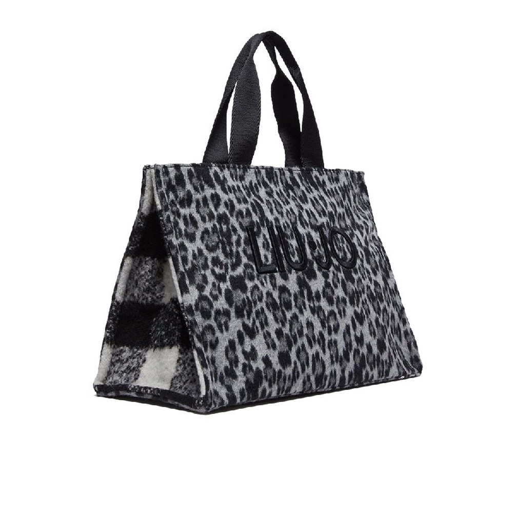 LIU JO  ANIMAL PRINT SHOPPING BAG TOTE L 2F4067T6089 ΤΣΑΝΤΑ ΓΥΝΑΙΚΕΙΑ BLACK