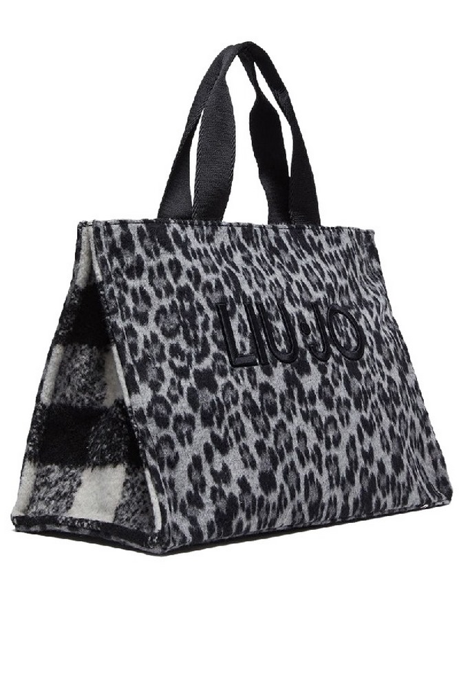 LIU JO  ANIMAL PRINT SHOPPING BAG TOTE L 2F4067T6089 ΤΣΑΝΤΑ ΓΥΝΑΙΚΕΙΑ BLACK