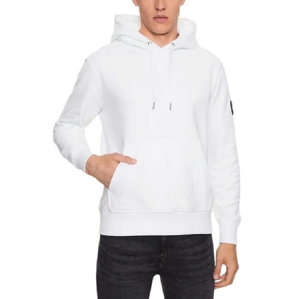 CALVIN KLEIN BADGE HOODIE ΦΟΥΤΕΡ ΑΝΔΡΙΚΟ WHITE