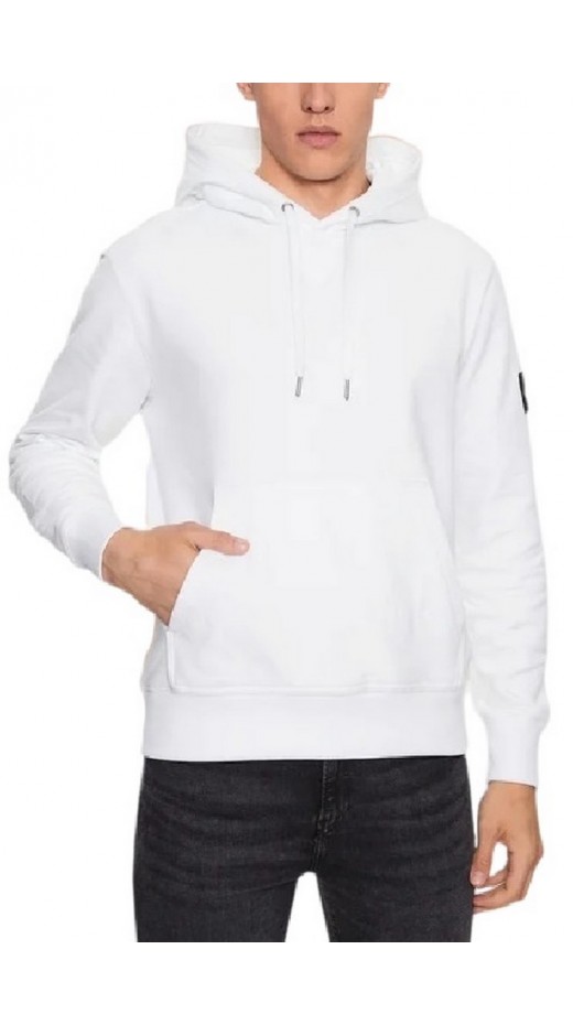 CALVIN KLEIN BADGE HOODIE ΦΟΥΤΕΡ ΑΝΔΡΙΚΟ WHITE