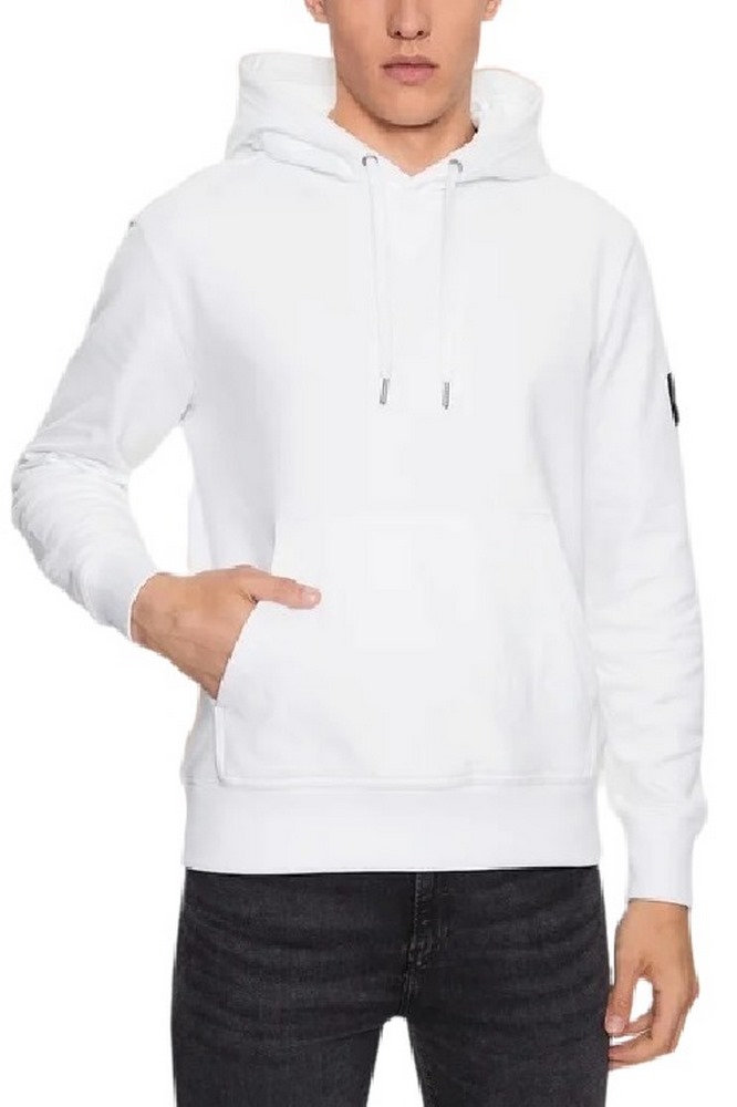 CALVIN KLEIN BADGE HOODIE ΦΟΥΤΕΡ ΑΝΔΡΙΚΟ WHITE