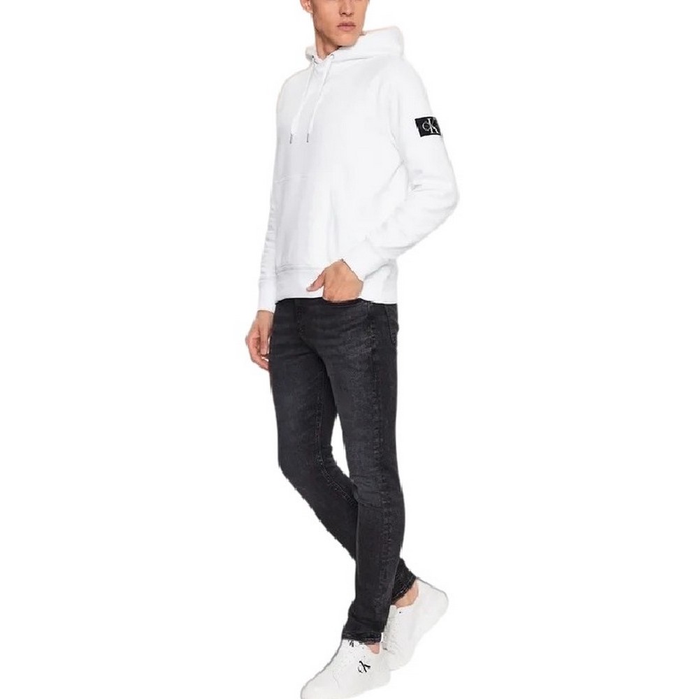 CALVIN KLEIN BADGE HOODIE ΦΟΥΤΕΡ ΑΝΔΡΙΚΟ WHITE