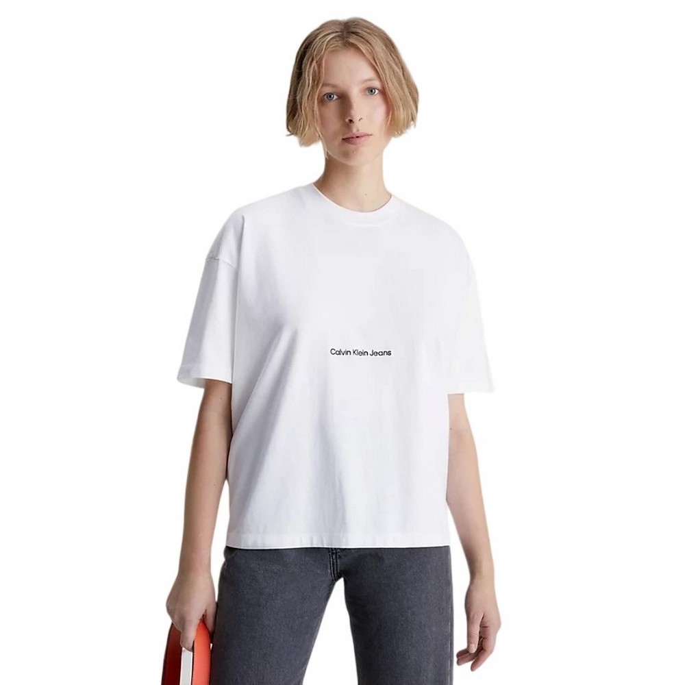 CALVIN KLEIN JEANS INSTITUTIONAL BOYFRIEND TEE T-SHIRT ΓΥΝΑΙΚΕΙΟ WHITE