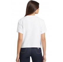 GUESS JEANS SS CN BOXY MINI TRIANG TEE ΜΠΛΟΥΖΑ ΓΥΝΑΙΚΕΙΑ WHITE