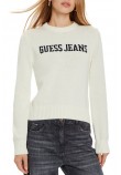 GUESS JEANS LOGO SWEATER W4BR10Z3HM1 ΜΠΛΟΥΖΑ ΠΛΕΚΤΗ ΓΥΝΑΙΚΕΙΑ OFF WHITE