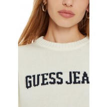 GUESS JEANS LOGO SWEATER W4BR10Z3HM1 ΜΠΛΟΥΖΑ ΠΛΕΚΤΗ ΓΥΝΑΙΚΕΙΑ OFF WHITE