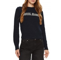 GUESS JEANS LOGO SWEATER W4BR10Z3HM1 ΜΠΛΟΥΖΑ ΠΛΕΚΤΗ ΓΥΝΑΙΚΕΙΑ NAVY