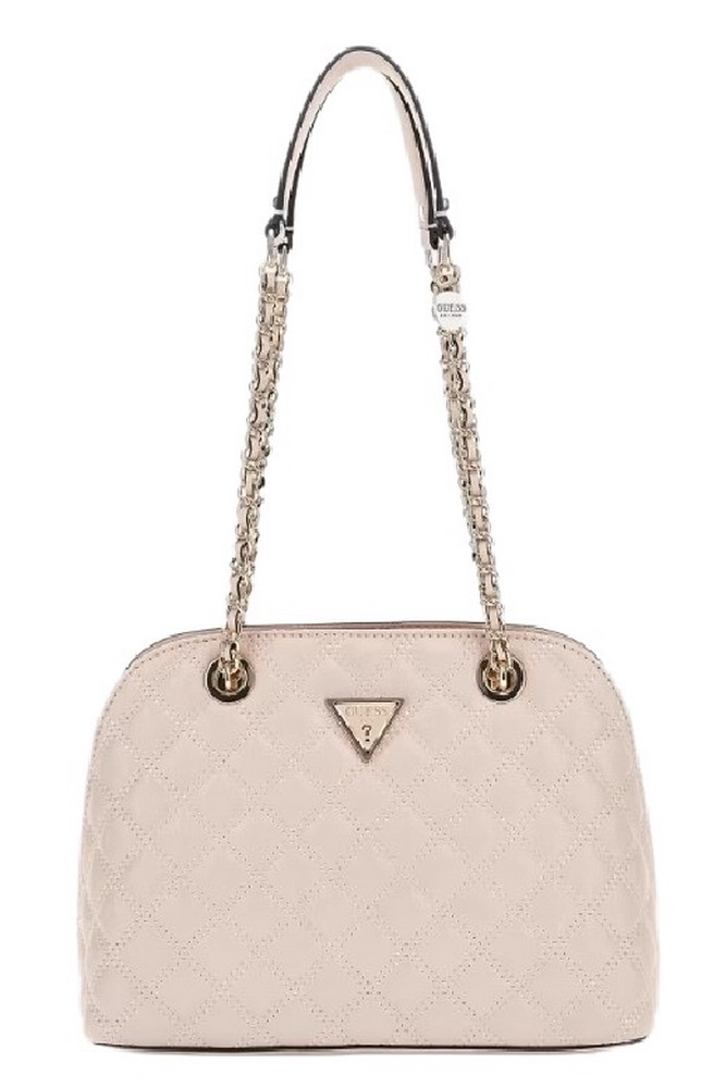 GUESS GIULLY DOME SATCHEL ΤΣΑΝΤΑ ΓΥΝΑΙΚΕΙΑ BEIGE