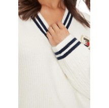 TOMMY JEANS  VNCK CREST CABLE SWEATER EXT ΜΠΛΟΥΖΑ ΠΛΕΚΤΗ ΓΥΝΑΙΚΕΙΑ WHITE