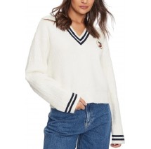 TOMMY JEANS  VNCK CREST CABLE SWEATER EXT ΜΠΛΟΥΖΑ ΠΛΕΚΤΗ ΓΥΝΑΙΚΕΙΑ WHITE