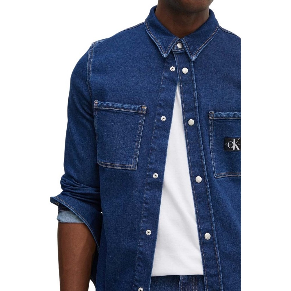 CALVIN KLEIN JEANS SLIM DENIM SHIRT ΠΟΥΚΑΜΙΣΟ ΑΝΔΡΙΚΟ BLUΕ DENIM