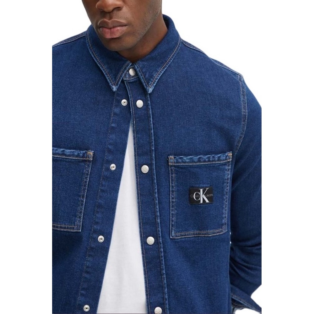 CALVIN KLEIN JEANS SLIM DENIM SHIRT ΠΟΥΚΑΜΙΣΟ ΑΝΔΡΙΚΟ BLUΕ DENIM