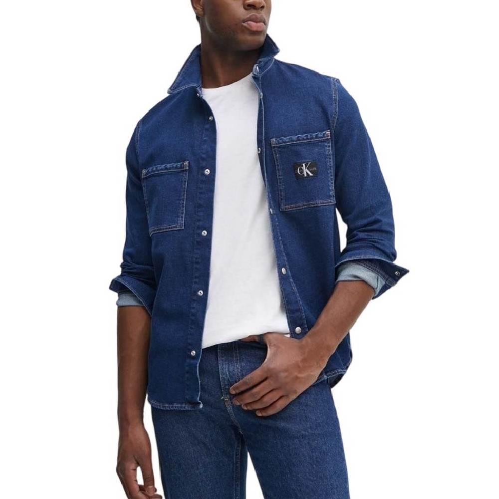 CALVIN KLEIN JEANS SLIM DENIM SHIRT ΠΟΥΚΑΜΙΣΟ ΑΝΔΡΙΚΟ BLUΕ DENIM