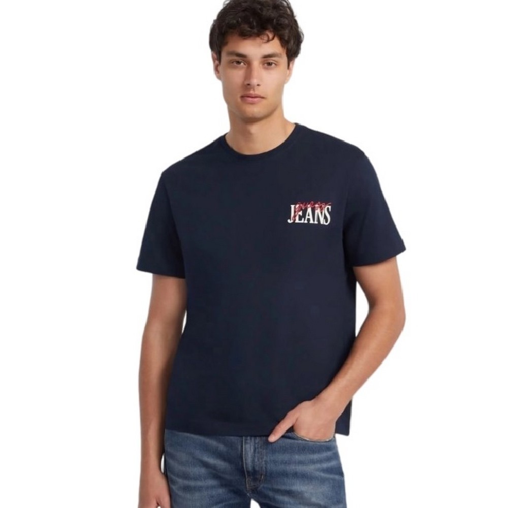 GUESS JEANS REG LOGO TEE T-SHIRT ΜΠΛΟΥΖΑ ΑΝΔΡΙΚΗ NAVY