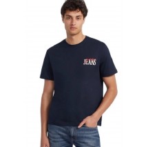 GUESS JEANS REG LOGO TEE T-SHIRT ΜΠΛΟΥΖΑ ΑΝΔΡΙΚΗ NAVY