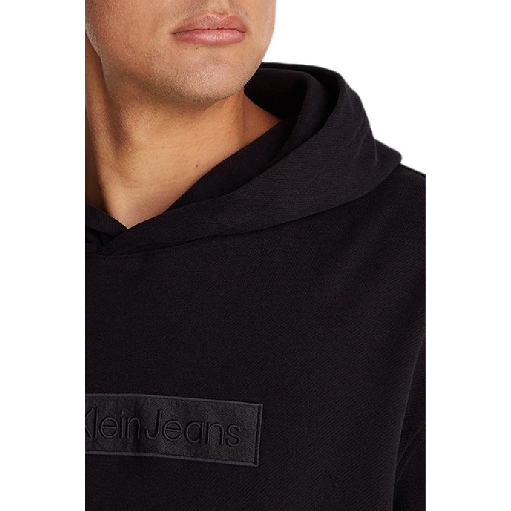 CALVIN KLEIN JEANS EMBROIDERED BOX HOODIE ΦΟΥΤΕΡ ΑΝΔΡΙΚΟ BLACK