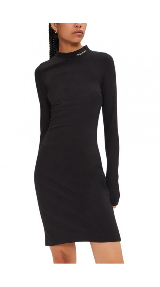 CALVIN KLEIN JEANS LOGO ELASTIC MILANO DRESS ΦΟΡΕΜΑ ΓΥΝΑΙΚΕΙΟ BLACK