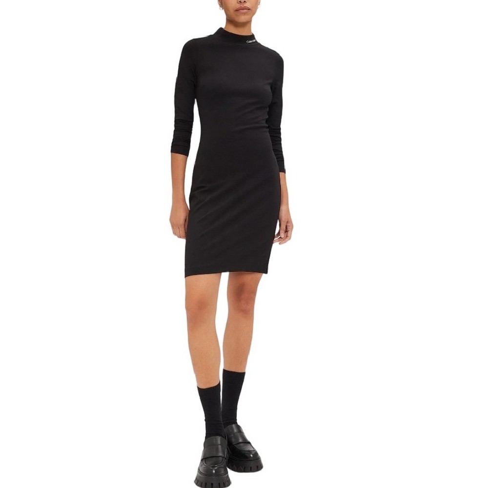 CALVIN KLEIN JEANS LOGO ELASTIC MILANO DRESS ΦΟΡΕΜΑ ΓΥΝΑΙΚΕΙΟ BLACK