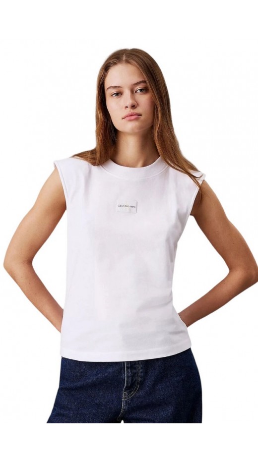 CALVIN KLEIN JEANS WOVEN LABEL LOOSE MUSCLE ΜΠΛΟΥΖΑ ΓΥΝΑΙΚΕΙΑ BRIGHT WHITE