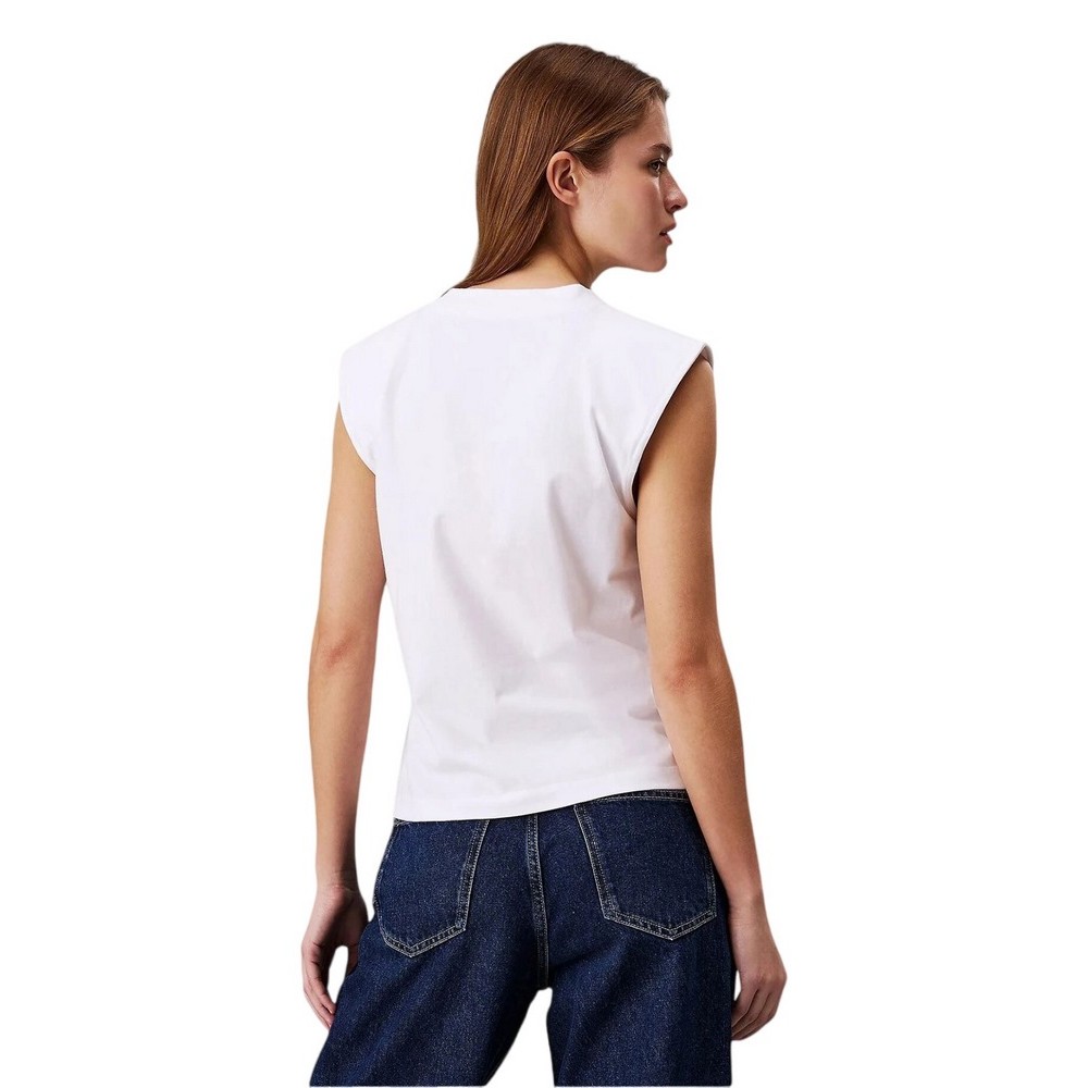 CALVIN KLEIN JEANS WOVEN LABEL LOOSE MUSCLE ΜΠΛΟΥΖΑ ΓΥΝΑΙΚΕΙΑ BRIGHT WHITE