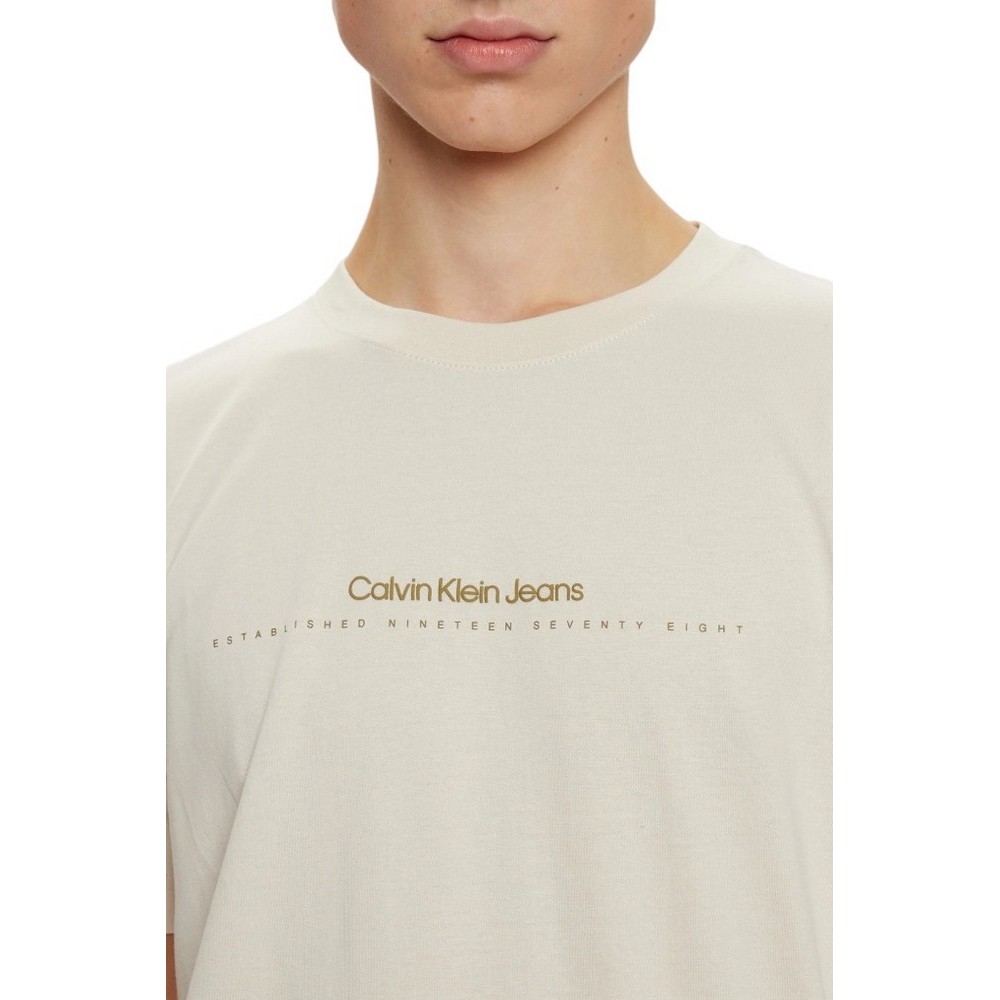 CALVIN KLEIN JEANS MINIMAL LOGO TEE T-SHIRT ΜΠΛΟΥΖΑ ΑΝΔΡΙΚΗ BEIGE