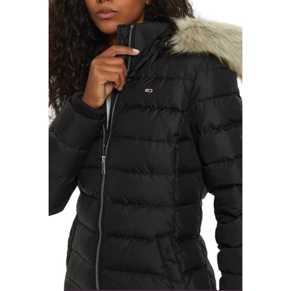 TOMMY HILFIGER TJW ESSENTIAL HOODED DOWN COAT ΜΠΟΥΦΑΝ ΓΥΝΑΙΚΕΙΟ BLACK