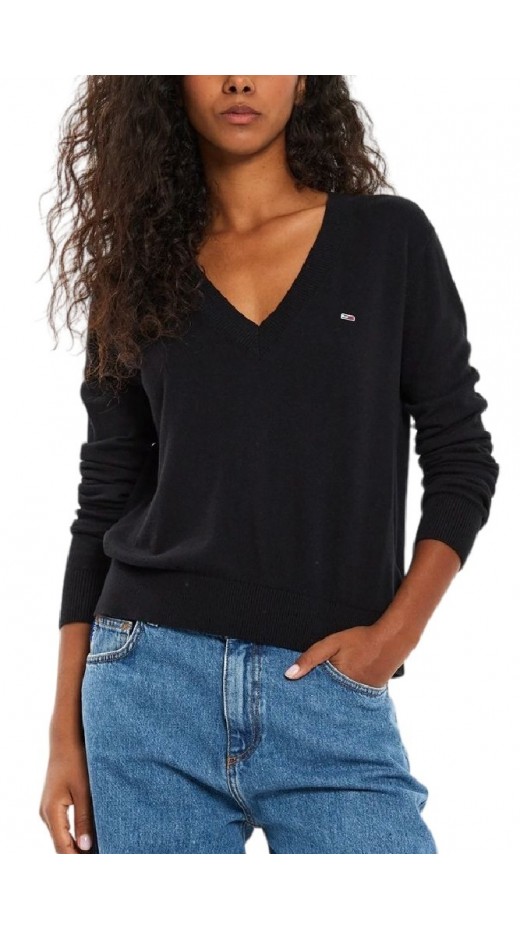 TOMMY JEANS ESSENTIAL VNECK SWEATER EXT ΜΠΛΟΥΖΑ ΓΥΝΑΙΚΕΙΑ BLACK