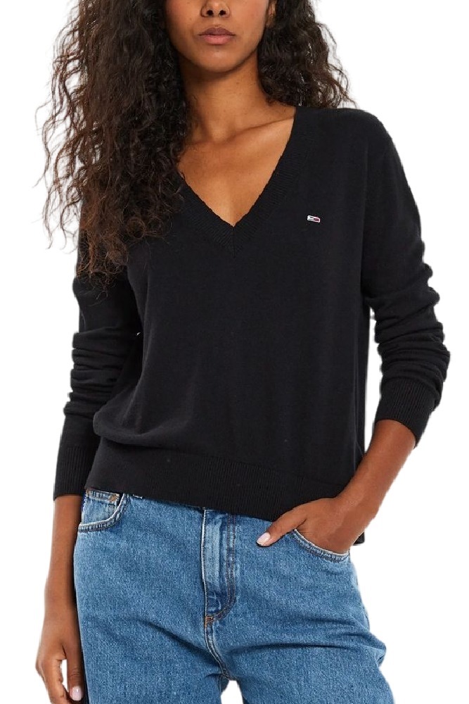 TOMMY JEANS ESSENTIAL VNECK SWEATER EXT ΜΠΛΟΥΖΑ ΓΥΝΑΙΚΕΙΑ BLACK