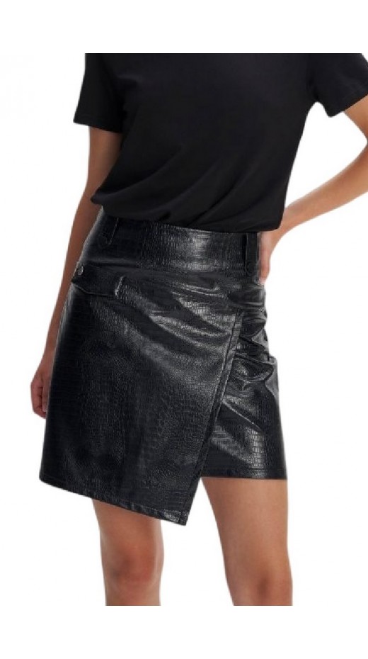 ALE SKIRT MINI CROCO LEATHERTHERMIN 8919182 ΦΟΥΣΤΑ ΓΥΝΑΙΚΕΙΑ BLACK