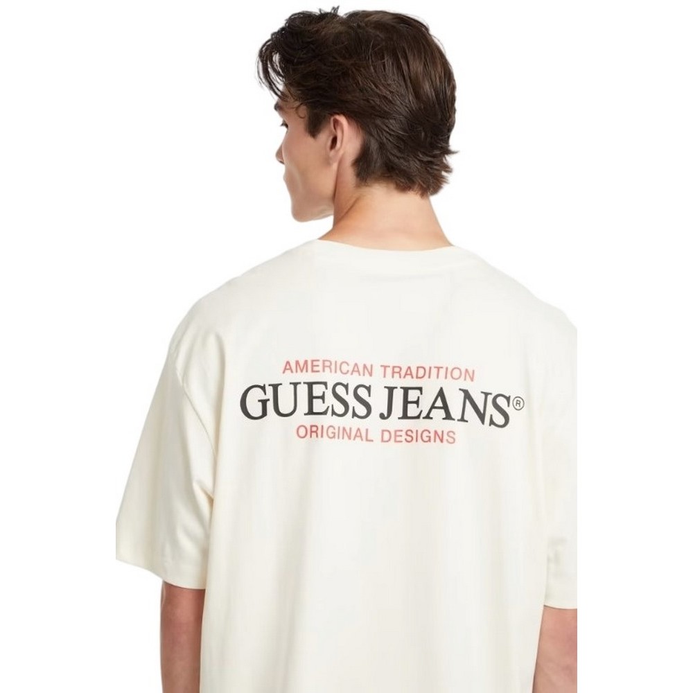 GUESS JEANS OS AMERICAN T-SHIRT ΜΠΛΟΥΖΑ ΑΝΔΡΙΚΗ OFF WHITE