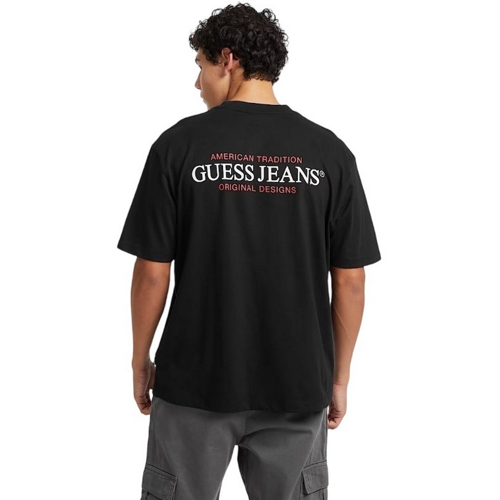 GUESS JEANS OS AMERICAN T-SHIRT ΜΠΛΟΥΖΑ ΑΝΔΡΙΚΗ BLACK