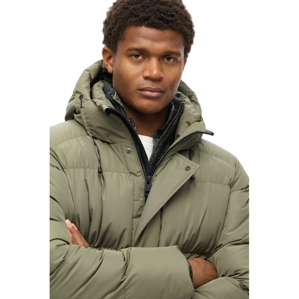 SUPERDRY SDCD HOODED SPORTS PUFFER MID JKT ΜΠΟΥΦΑΝ ΑΝΔΡΙΚΟ OLIVE