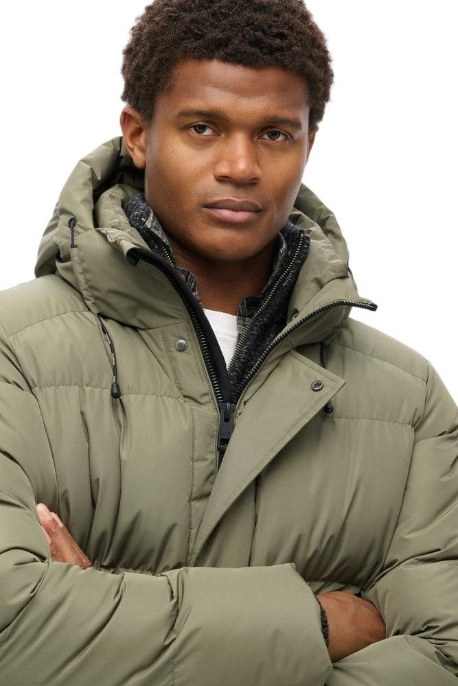 SUPERDRY SDCD HOODED SPORTS PUFFER MID JKT ΜΠΟΥΦΑΝ ΑΝΔΡΙΚΟ OLIVE