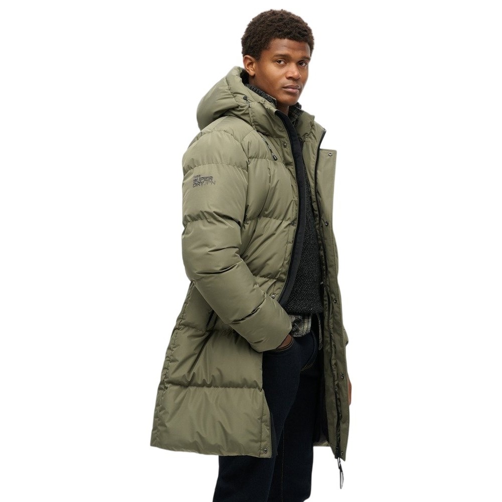 SUPERDRY SDCD HOODED SPORTS PUFFER MID JKT ΜΠΟΥΦΑΝ ΑΝΔΡΙΚΟ OLIVE