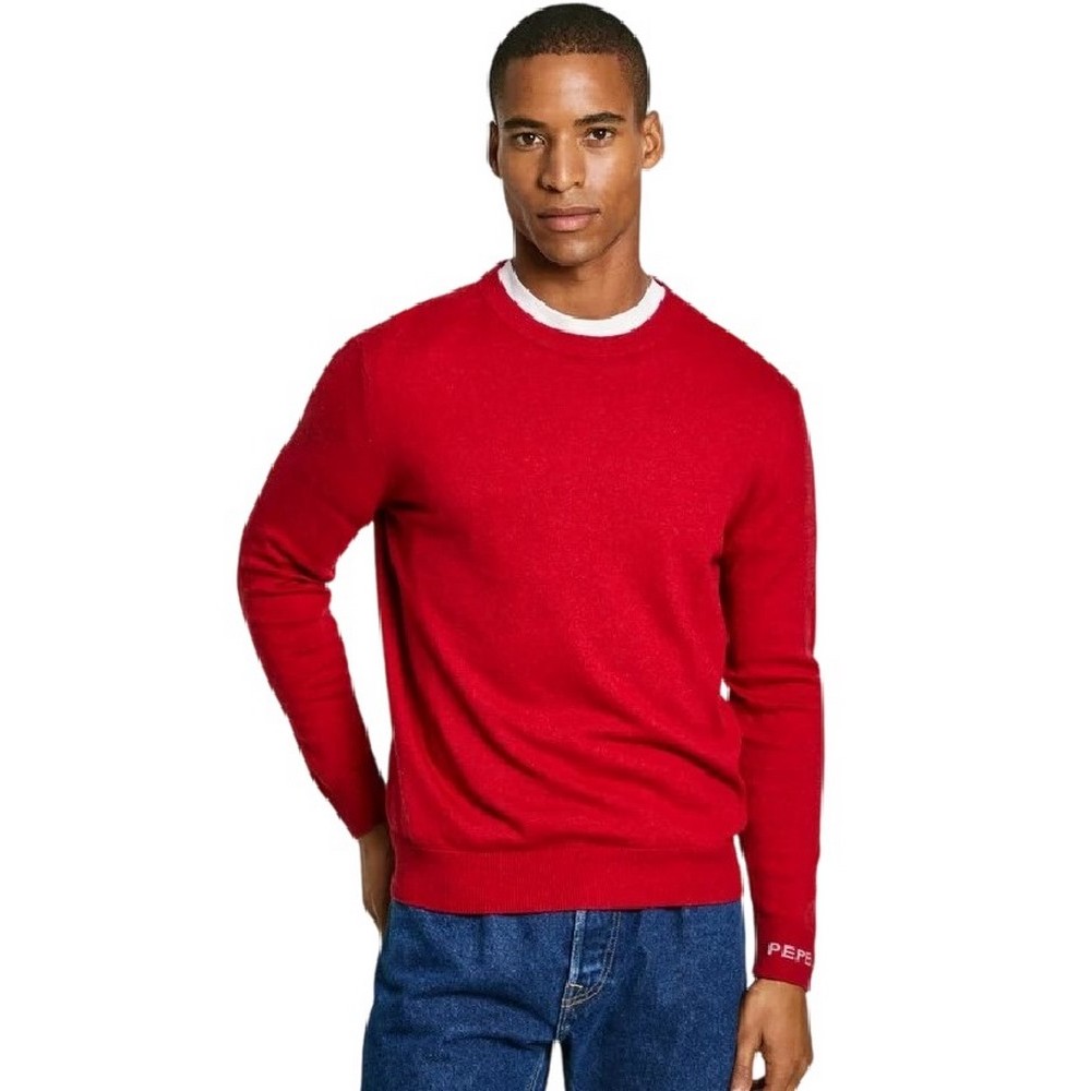 PEPE JEANS LONDON NEW ANDRE CREW NECK ΜΠΛΟΥΖΑ ΠΛΕΚΤΗ ΑΝΔΡΙΚΗ RED