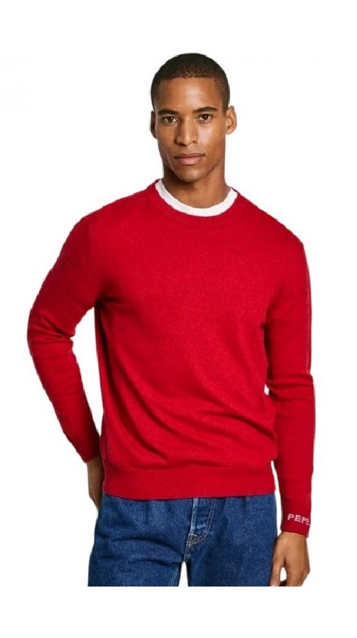 PEPE JEANS LONDON NEW ANDRE CREW NECK ΜΠΛΟΥΖΑ ΠΛΕΚΤΗ ΑΝΔΡΙΚΗ RED