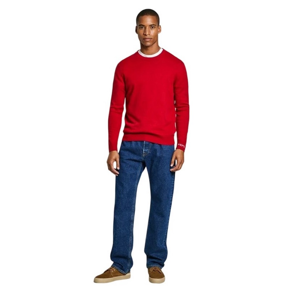 PEPE JEANS LONDON NEW ANDRE CREW NECK ΜΠΛΟΥΖΑ ΠΛΕΚΤΗ ΑΝΔΡΙΚΗ RED