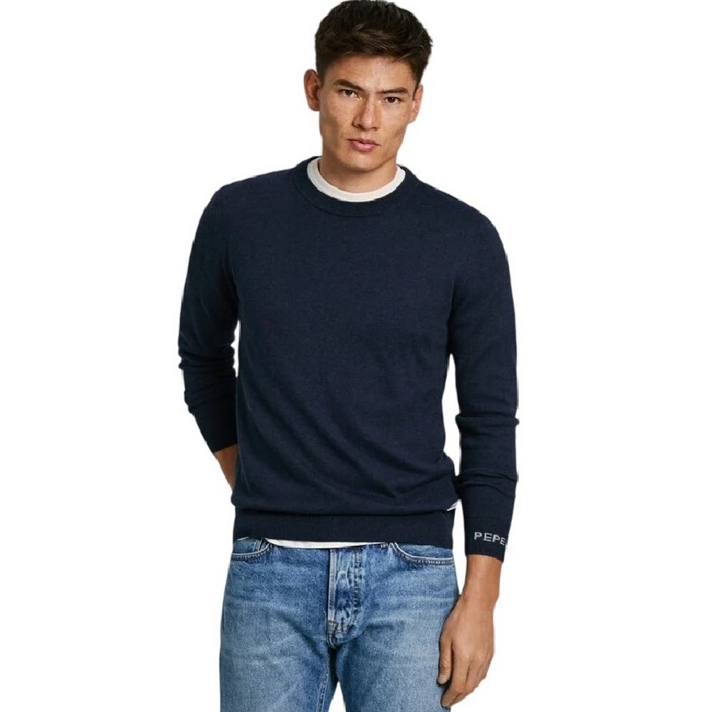 PEPE JEANS LONDON NEW ANDRE CREW NECK ΜΠΛΟΥΖΑ ΠΛΕΚΤΗ ΑΝΔΡΙΚΗ NAVY