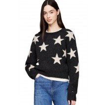 TOMMY JEANS  STAR SWEATER ΜΠΛΟΥΖΑ ΠΛΕΚΤΗ ΓΥΝΑΙΚΕΙΑ BLACK