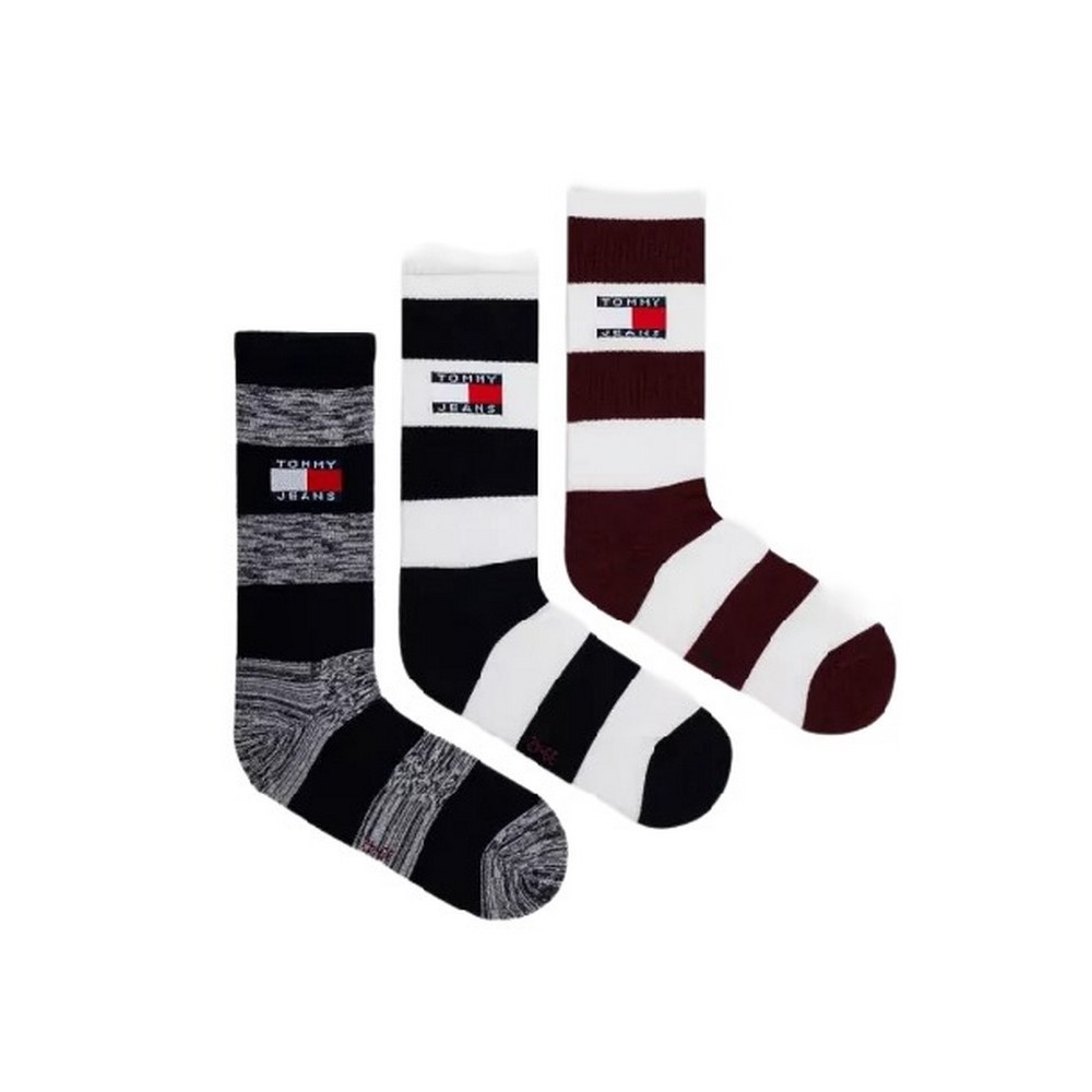 TOMMY JEANS SOCK 3P RUGBY STRIPE GIFTBOX UNISEX ΚΑΛΤΣΕΣ ΑΝΔΡΙΚΕΣ MULTI