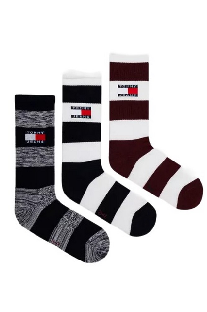 TOMMY JEANS SOCK 3P RUGBY STRIPE GIFTBOX UNISEX ΚΑΛΤΣΕΣ ΑΝΔΡΙΚΕΣ MULTI