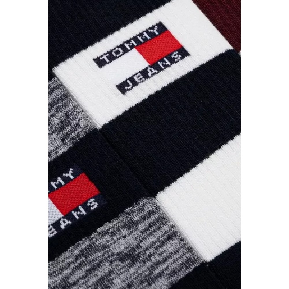 TOMMY JEANS SOCK 3P RUGBY STRIPE GIFTBOX UNISEX ΚΑΛΤΣΕΣ ΑΝΔΡΙΚΕΣ MULTI