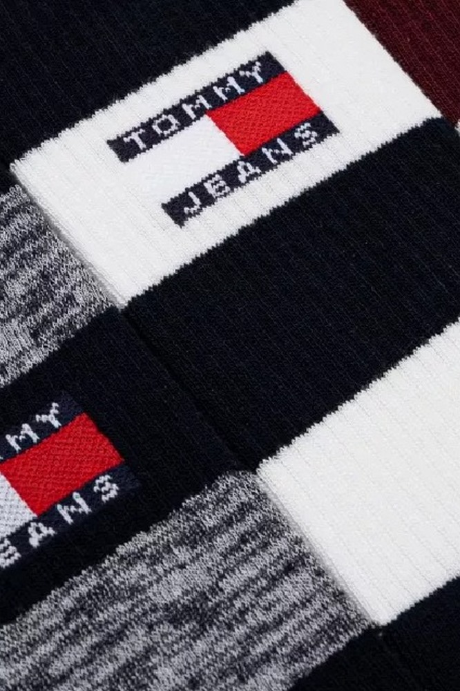 TOMMY JEANS SOCK 3P RUGBY STRIPE GIFTBOX UNISEX ΚΑΛΤΣΕΣ ΑΝΔΡΙΚΕΣ MULTI