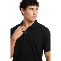 GUESS JEANS EMBRO LOGO POLO T-SHIRT ΜΠΛΟΥΖΑ ΑΝΔΡΙΚΗ BLACK