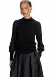 ALE BLOUSE KNIT WITH SEMI-TRANSPARENT SLEEVES 8P22000 ΜΠΛΟΥΖΑ ΓΥΝΑΙΚΕΙΑ BLACK