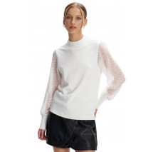 ALE BLOUSE KNIT WITH SEMI-TRANSPARENT SLEEVES 8P22000 ΜΠΛΟΥΖΑ ΓΥΝΑΙΚΕΙΑ WHITE