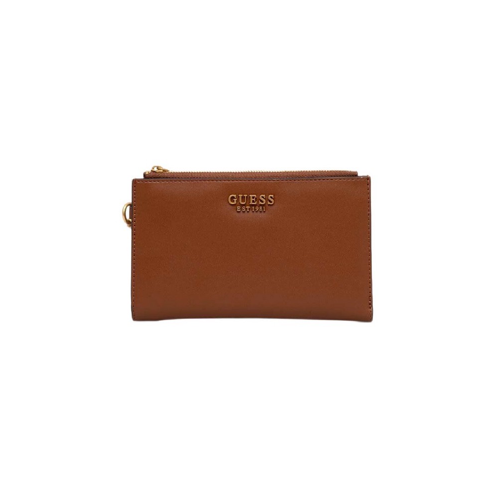 GUESS LAUREL SLG DBL ZIP ORGANIZER ΠΟΡΤΟΦΟΛΙ ΓΥΝΑΙΚΕΙΟ COGNAC