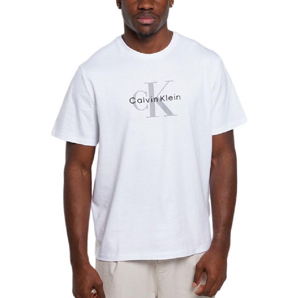 CALVIN KLEIN SS HERO MONOLOGO TEE T-SHIRT ΜΠΛΟΥΖΑ ΑΝΔΡΙΚΗ WHITE